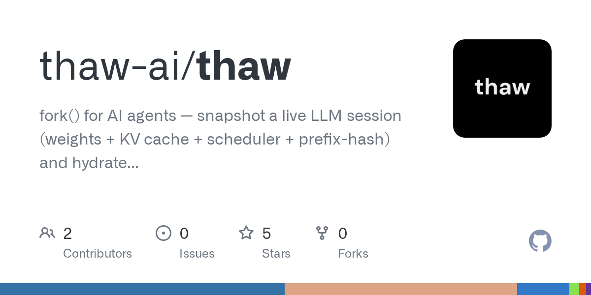 fork() for AI agents — snapshot a live LLM session (weights + KV cache + scheduler + prefix-hash) and hydrate N divergent children that skip prefill. The substrate for RL rollouts, multi-agent reas...